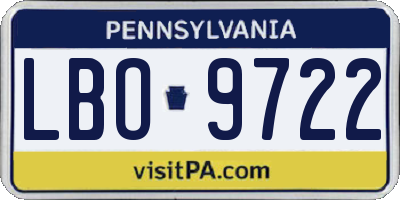 PA license plate LBO9722