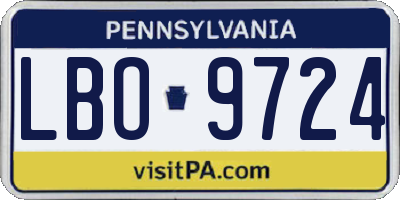 PA license plate LBO9724