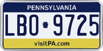 PA license plate LBO9725