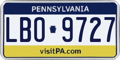 PA license plate LBO9727
