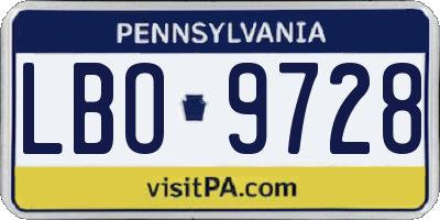 PA license plate LBO9728