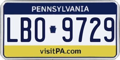 PA license plate LBO9729