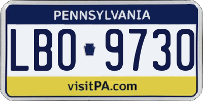 PA license plate LBO9730