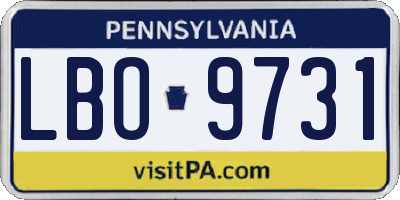 PA license plate LBO9731