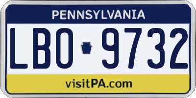 PA license plate LBO9732