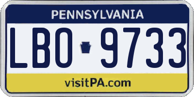 PA license plate LBO9733