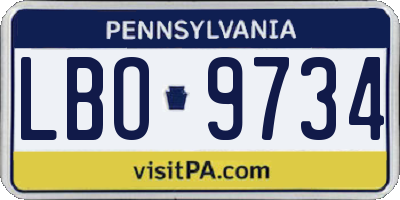 PA license plate LBO9734