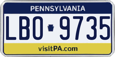 PA license plate LBO9735