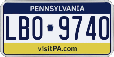 PA license plate LBO9740