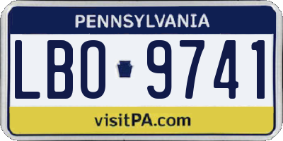 PA license plate LBO9741