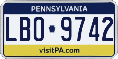 PA license plate LBO9742