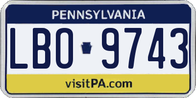 PA license plate LBO9743
