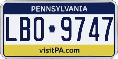 PA license plate LBO9747