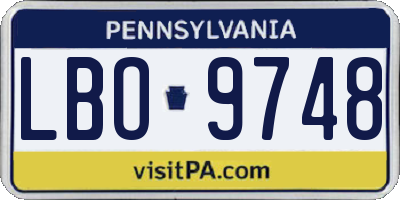 PA license plate LBO9748