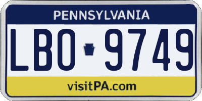PA license plate LBO9749