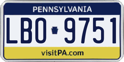 PA license plate LBO9751