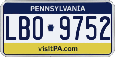 PA license plate LBO9752