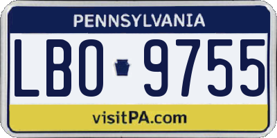 PA license plate LBO9755