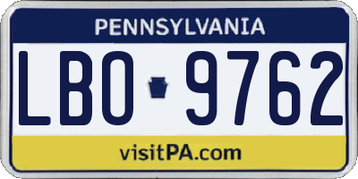 PA license plate LBO9762