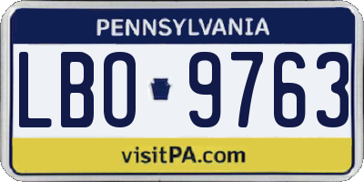 PA license plate LBO9763