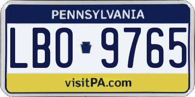 PA license plate LBO9765