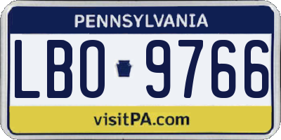 PA license plate LBO9766