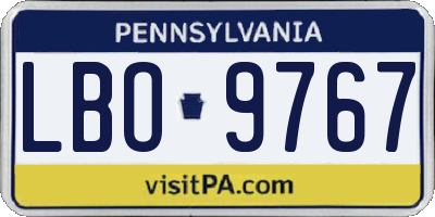 PA license plate LBO9767