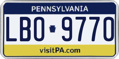 PA license plate LBO9770