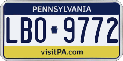 PA license plate LBO9772
