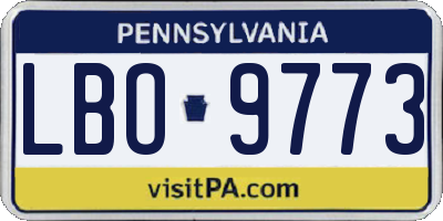 PA license plate LBO9773
