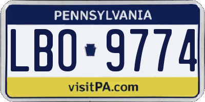 PA license plate LBO9774