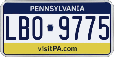 PA license plate LBO9775