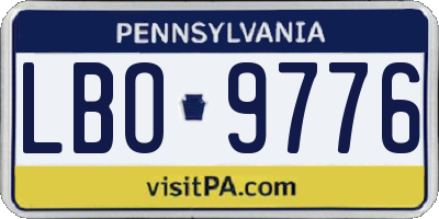 PA license plate LBO9776