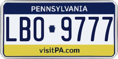 PA license plate LBO9777