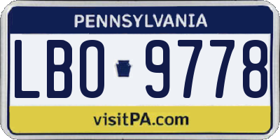 PA license plate LBO9778