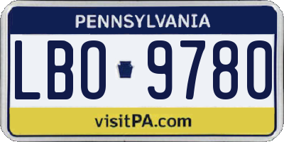 PA license plate LBO9780