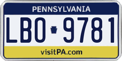 PA license plate LBO9781
