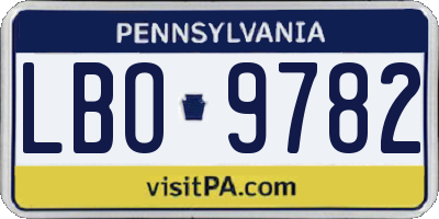 PA license plate LBO9782
