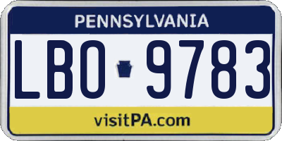 PA license plate LBO9783