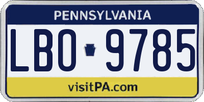 PA license plate LBO9785