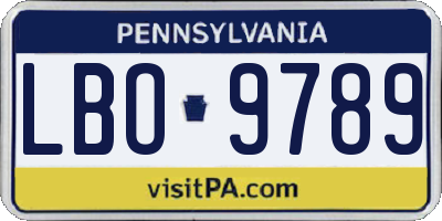 PA license plate LBO9789