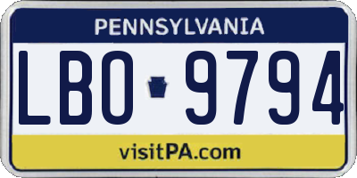 PA license plate LBO9794