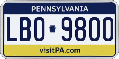PA license plate LBO9800