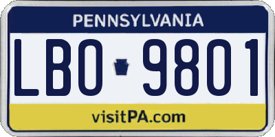 PA license plate LBO9801