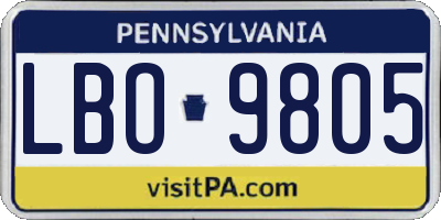 PA license plate LBO9805