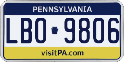 PA license plate LBO9806