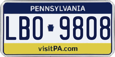 PA license plate LBO9808