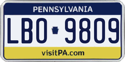 PA license plate LBO9809