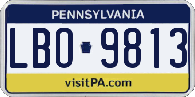 PA license plate LBO9813