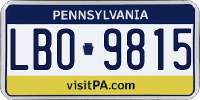 PA license plate LBO9815